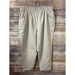Delta Burke Pants Pull On 2X Petite Elastic Waist Khaki Plus Size